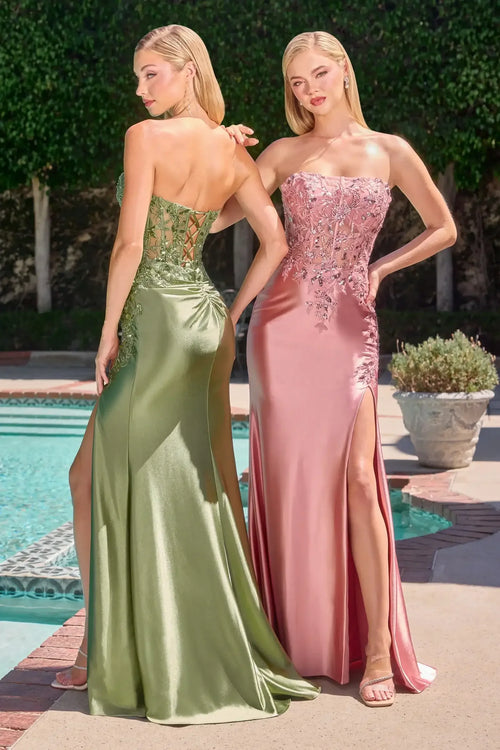 Hayes Gown - Strapless Beaded Satin Evening Dress