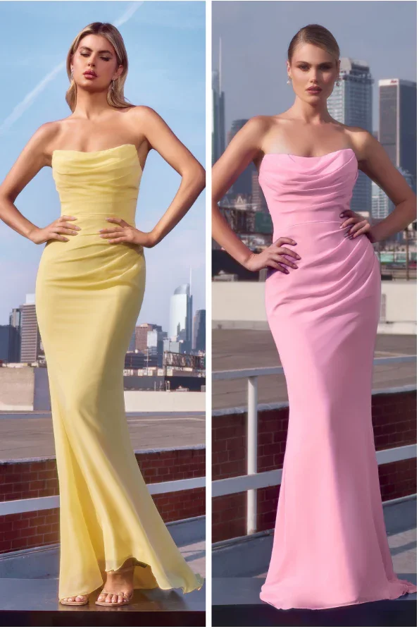 Haven Gown - Chiffon Fitted Long Strapless Dress