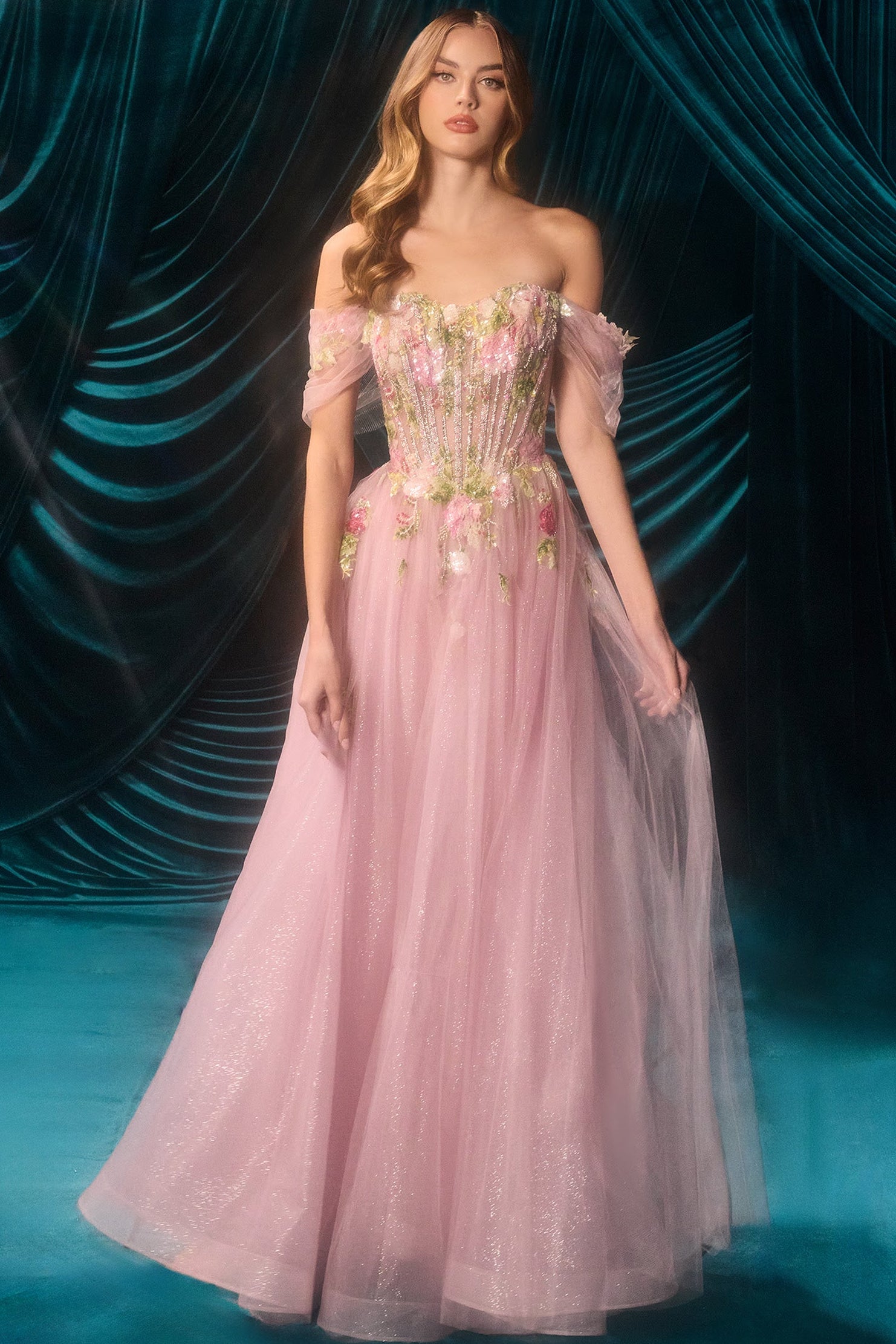 A1479 - Blooming Beaded Ball Gown - Andrea & Leo