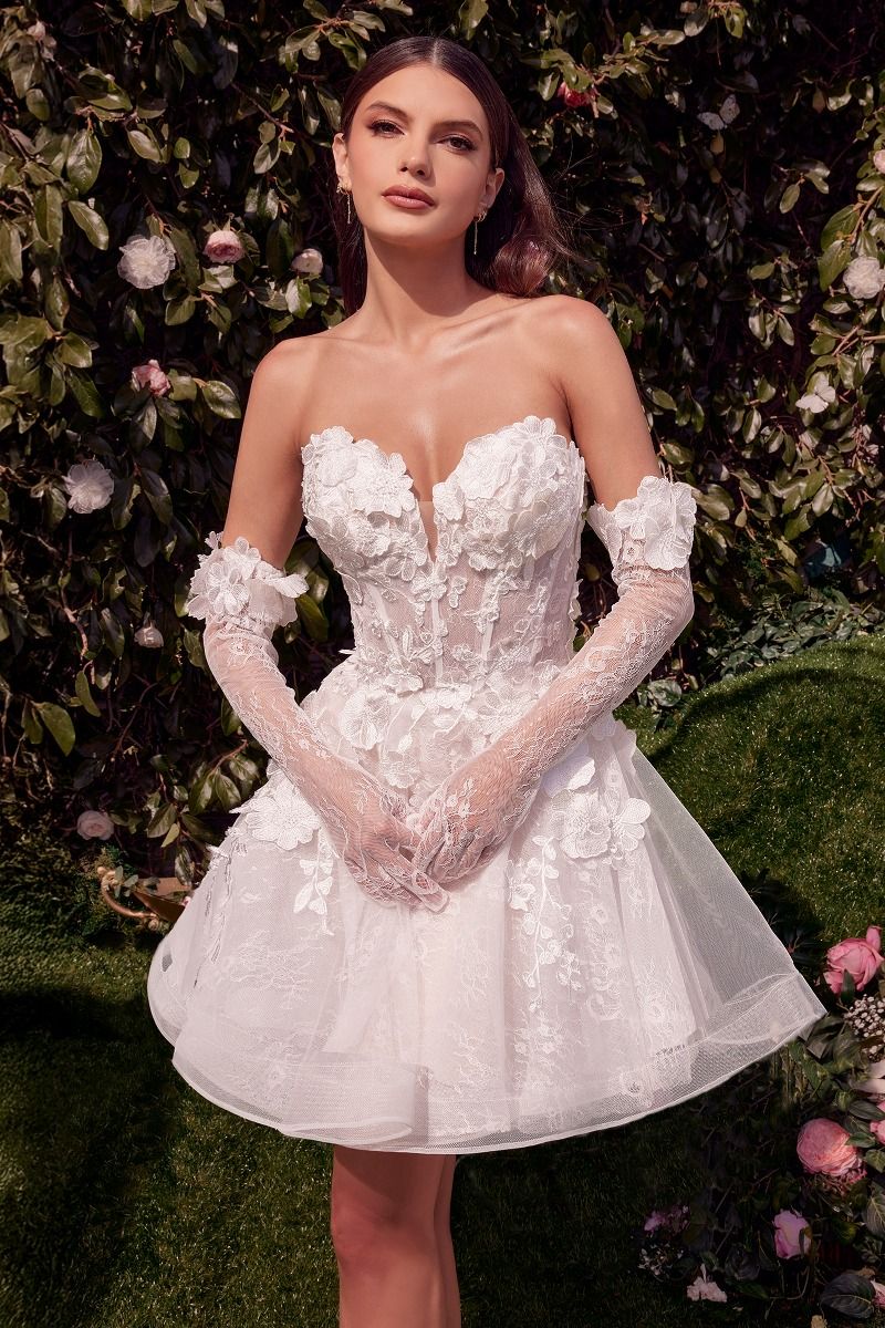WL021 - Off The Shoulder Lace Short Bridal Dress - Andrea & Leo | Lady Black Tie WL021 - Off The Shoulder Lace Short Bridal Dress - Andrea & Leo | Lady Black Tie