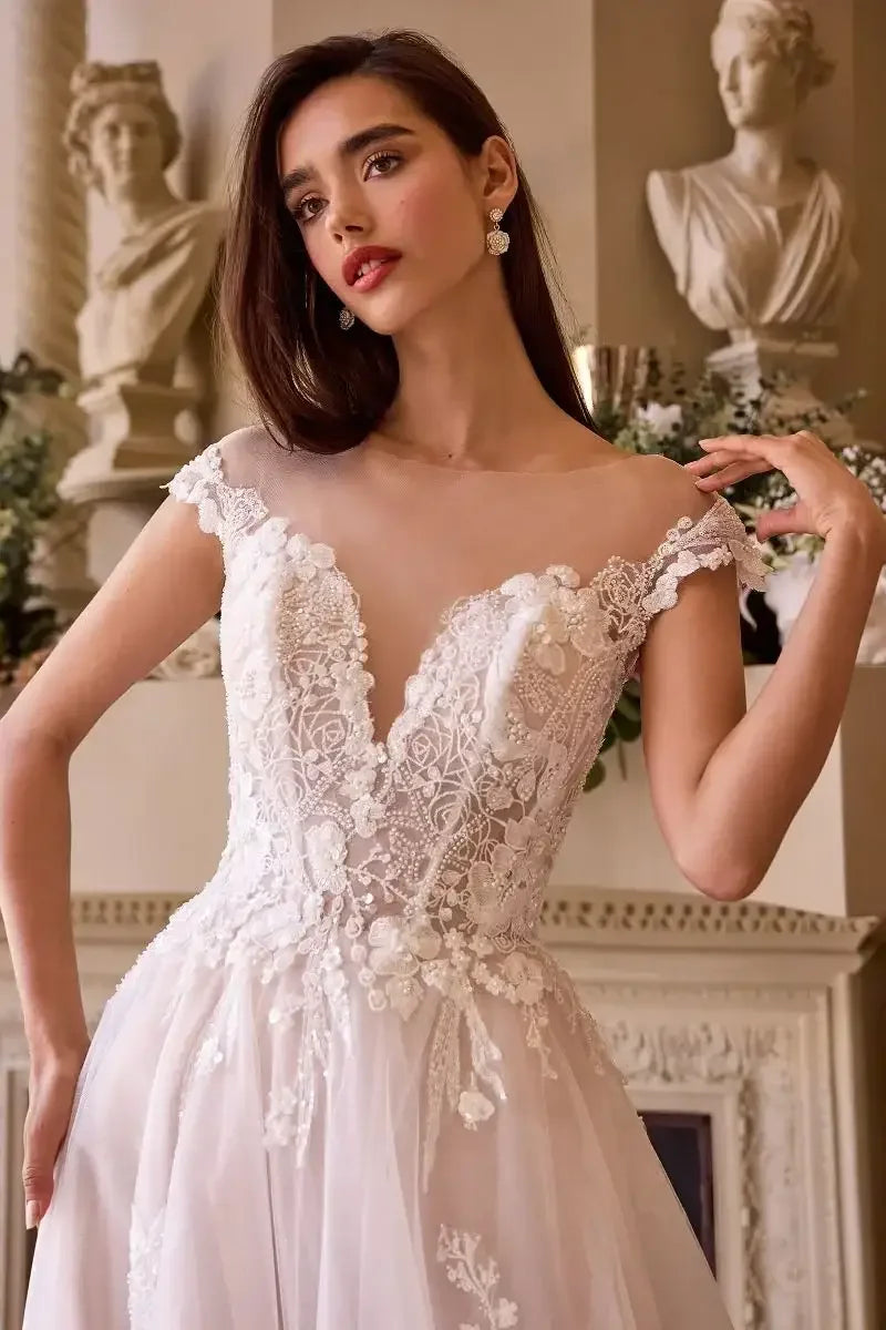 WL038 - Cap Sleeve Bridal Ball Gown - Andrea & Leo