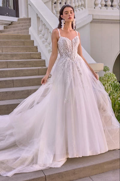 WL075 - Leaf Motif Layered Tulle Wedding Ball Gown - Andrea & Leo
