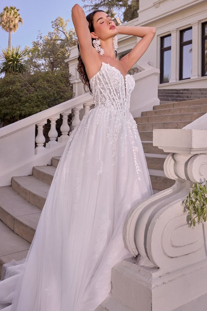 WL075 - Leaf Motif Layered Tulle Wedding Ball Gown - Andrea & Leo
