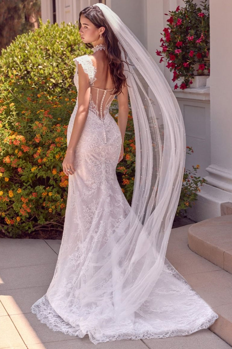 Andrea & Leo WL080 square neck corset wedding dress with cap-sleeve lace straps | Lady Black Tie