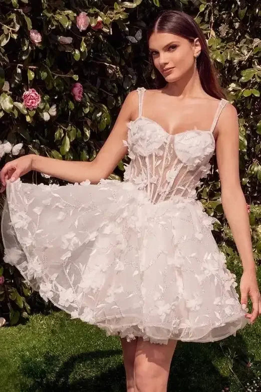 WL081 - WEDDING MINI WITH BEADED FLORAL APPLIQUE - Andrea & Leo