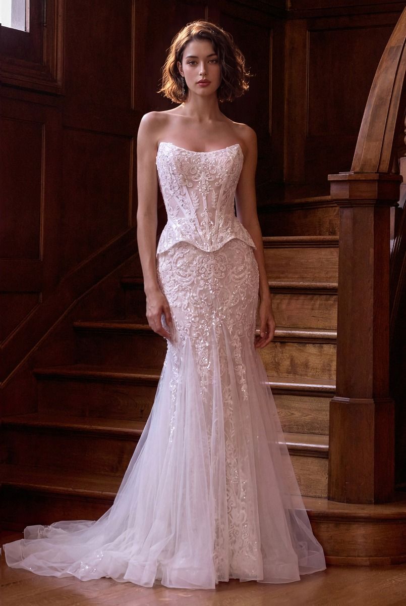 WL091 - Trumpet Lace Bridal Gown - Andrea & Leo
